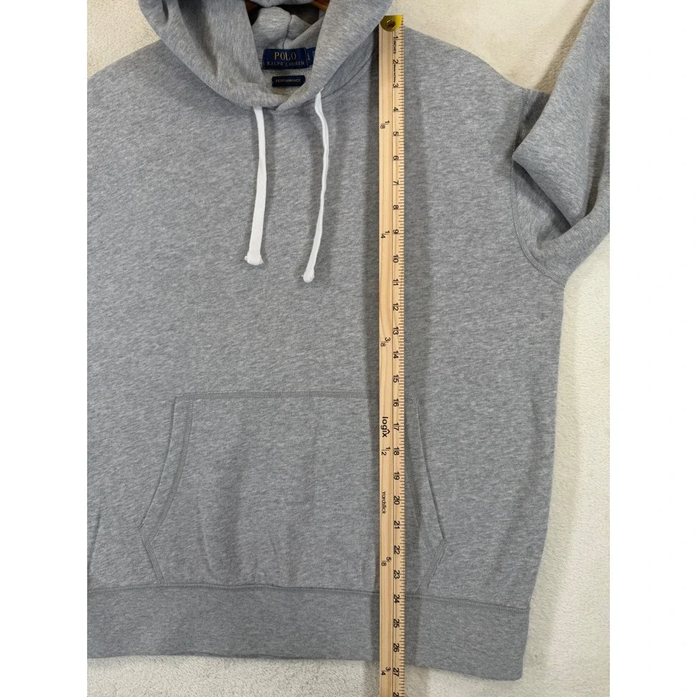 Polo Ralph Lauren Performance Hoodie Mens Large Gray Fleece Pullover Sweatshirt